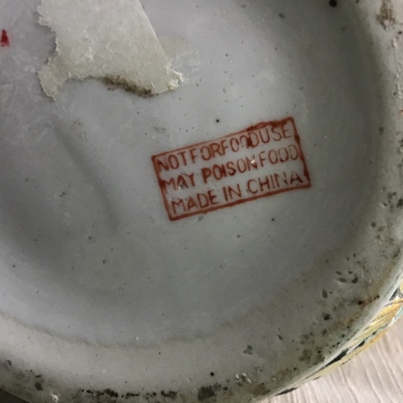 VINTAGE DAISY FLOWER PRINT ASIAN VASE/PLANTER POTTERY - Picture 7 of 8